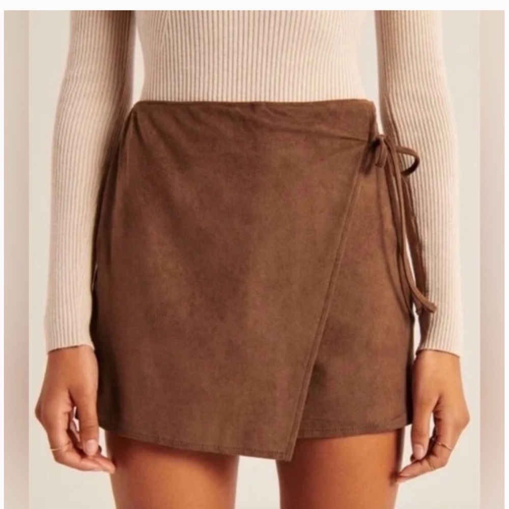 Abercrombie & Fitch Tan Suede Mini Wrap Skort